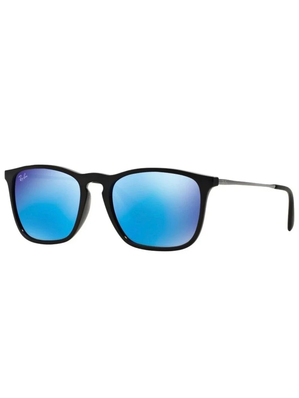 Ray-Ban RB4187F Chris Sunglasses Black Frame Blue Green Mirror Lenses